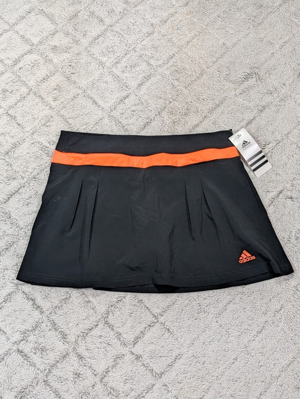 Adidas Skirt Womens S Black Neon Orange Tennis Skort Lined Active 13” NEW